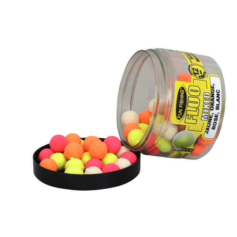 FLUO POP UPS - MIXED - 12MM - 40GR - (ROSE, JAUNE, ORANGE ET BLANC) 