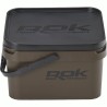 10L GREENISH BROWN SQUARE BUCKET WITH SOFT COVER / SEAU CARRE 10L MARRON ROK FISHING PERFORMANCE
