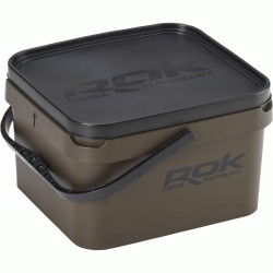 10L GREENISH BROWN SQUARE BUCKET WITH SOFT COVER / SEAU CARRE 10L MARRON ROK FISHING PERFORMANCE