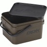 10L GREENISH BROWN SQUARE BUCKET WITH SOFT COVER / SEAU CARRE 10L MARRON ROK FISHING PERFORMANCE