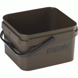 10L GREENISH BROWN SQUARE BUCKET WITH SOFT COVER / SEAU CARRE 10L MARRON ROK FISHING PERFORMANCE