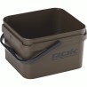 10L GREENISH BROWN SQUARE BUCKET WITH SOFT COVER / SEAU CARRE 10L MARRON ROK FISHING PERFORMANCE