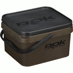 10L GREENISH BROWN SQUARE BUCKET WITH SOFT COVER / SEAU CARRE 10L MARRON ROK FISHING PERFORMANCE