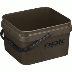 10L GREENISH BROWN SQUARE BUCKET WITH SOFT COVER / SEAU CARRE 10L MARRON ROK FISHING PERFORMANCE