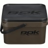 10L GREENISH BROWN SQUARE BUCKET WITH SOFT COVER / SEAU CARRE 10L MARRON ROK FISHING PERFORMANCE