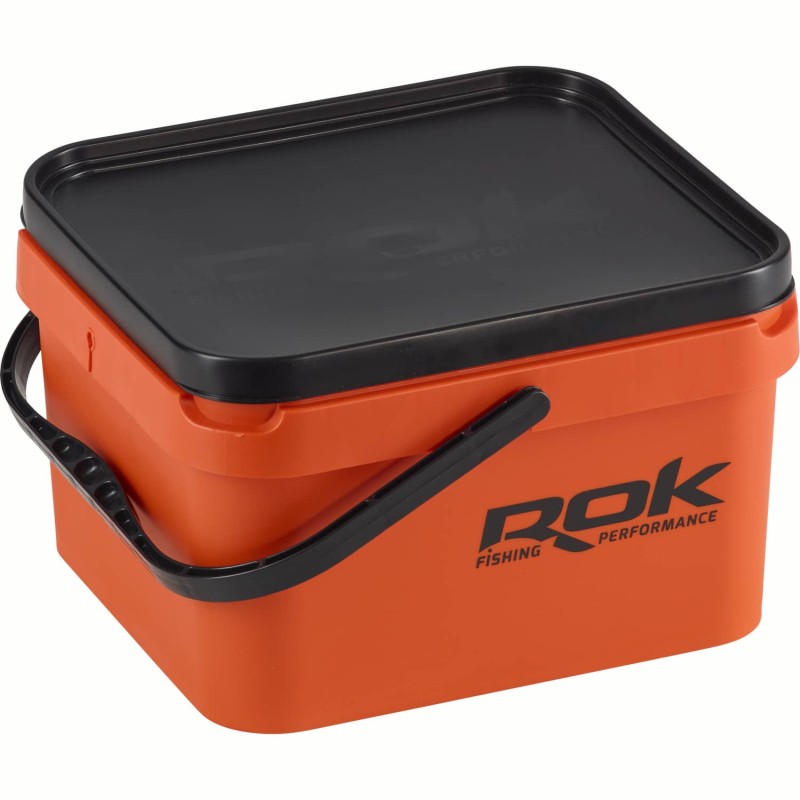 10L ORANGE SQUARE BUCKET WITH SOFT COVER / SEAU CARRE 10L ORANGE ROK FISHING PERFORMANCE