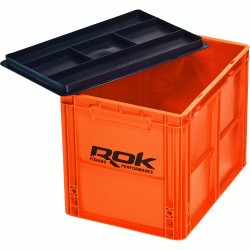 CAISSE DE RANGEMENT ORANGE 40X30X32CM AVEC COUVERCLE ROK FISHING PERFORMANCE