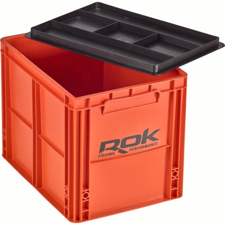 CAISSE DE RANGEMENT ORANGE 40X30X32CM AVEC COUVERCLE ROK FISHING PERFORMANCE