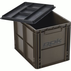 CAISSE DE RANGEMENT MARRON-VERT 40X30X32CM AVEC COUVERCLE ROK FISHING PERFORMANCE