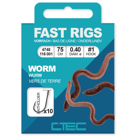 FAST RIGS WORM BAITHOLD. 75CM _8-0.25MM C-TEC COARSE