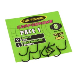 HAMECONS PATE 1 (OEILLET SANS ARDILLON - BLACK & GOLD) X10 - TAILLE 8 FUN FISHING